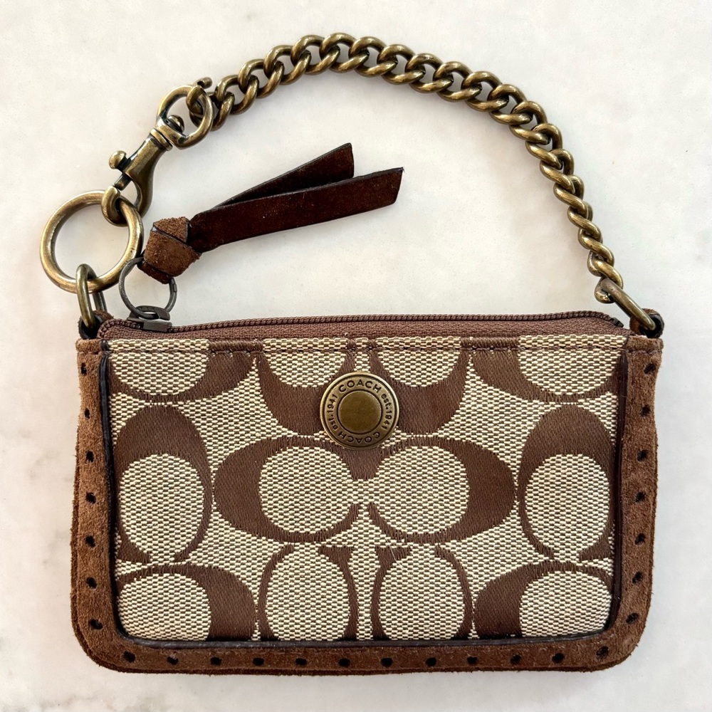 Vintage Y2K Coach Mini Zip Pouch ✨ Signature C Card & Coin Case